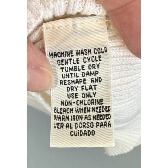 VTG Yarnworks Womens Ivory Ribbed Turtleneck Sweater Large Classic Minimalist - Picture 10 of 10